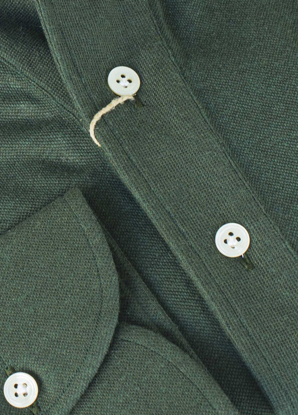 Emerald Green One Piece Polo Luxury Custom Shirt close up view